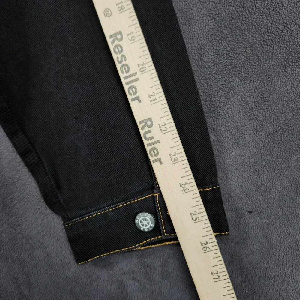 Southpole Denim Jacket Mens Medium Black Embroidered Graphic Streetwear Y2K NEW